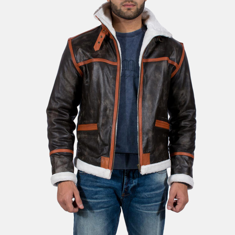 Mens Alpine Brown Fur Leather Jacket 2-1491386290995